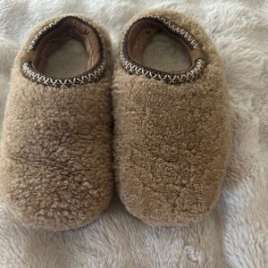 UGG Brown and Cream Fleece Slippers